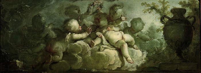 Dirk van der Aa Playing Putti on Clouds